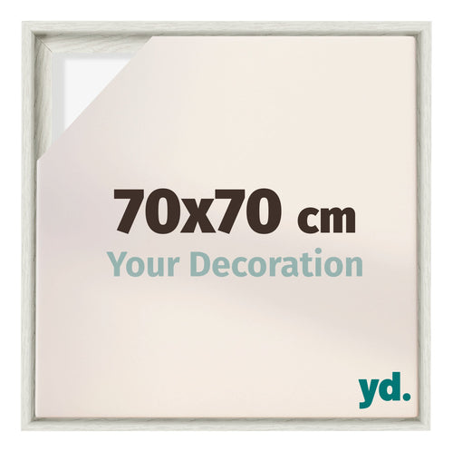 Lyon MDF Marco Flotante 70x70cm Blanco Lavado Delantera Tamano | Yourdecoration.es