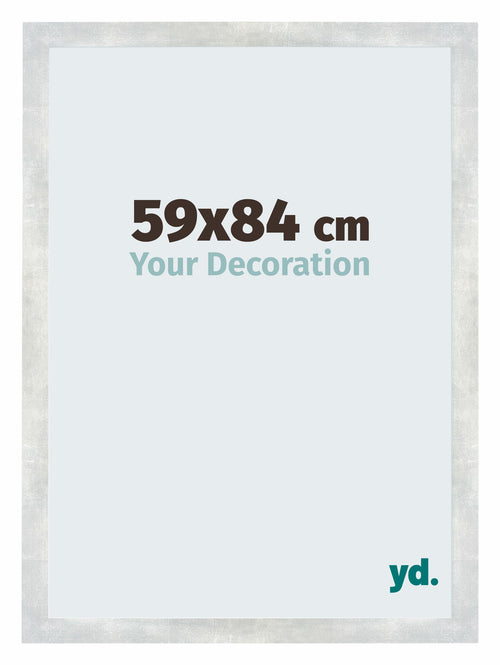 Mura MDF Marco de Fotos 59x84cm Plateado Brillante Vintage Delantera Tamano | Yourdecoration.es