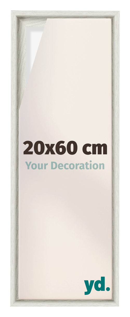 Lyon MDF Marco Flotante 20x60cm Blanco Lavado Delantera Tamano | Yourdecoration.es