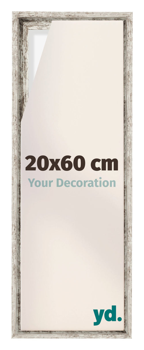 Lyon MDF Marco Flotante 20x60cm Blanco Vintage Delantera Tamano | Yourdecoration.es