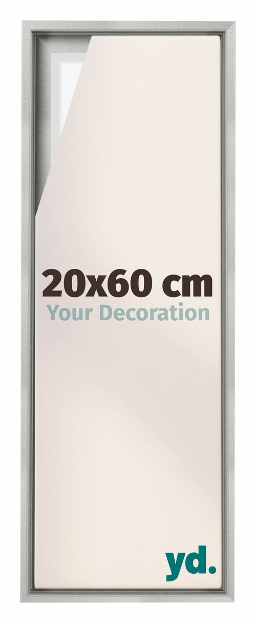 Lyon MDF Marco Flotante 20x60cm Plateado Mate Delantera Tamano | Yourdecoration.es