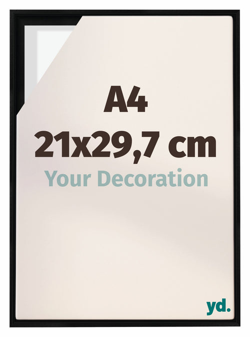 Lyon MDF Marco Flotante 21x29 7cm A4 Negro Mate Delantera Tamano | Yourdecoration.es