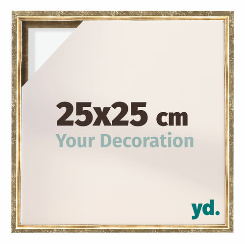 Lyon MDF Marco Flotante 25x25cm Dorado Antiguo Delantera Tamano | Yourdecoration.es