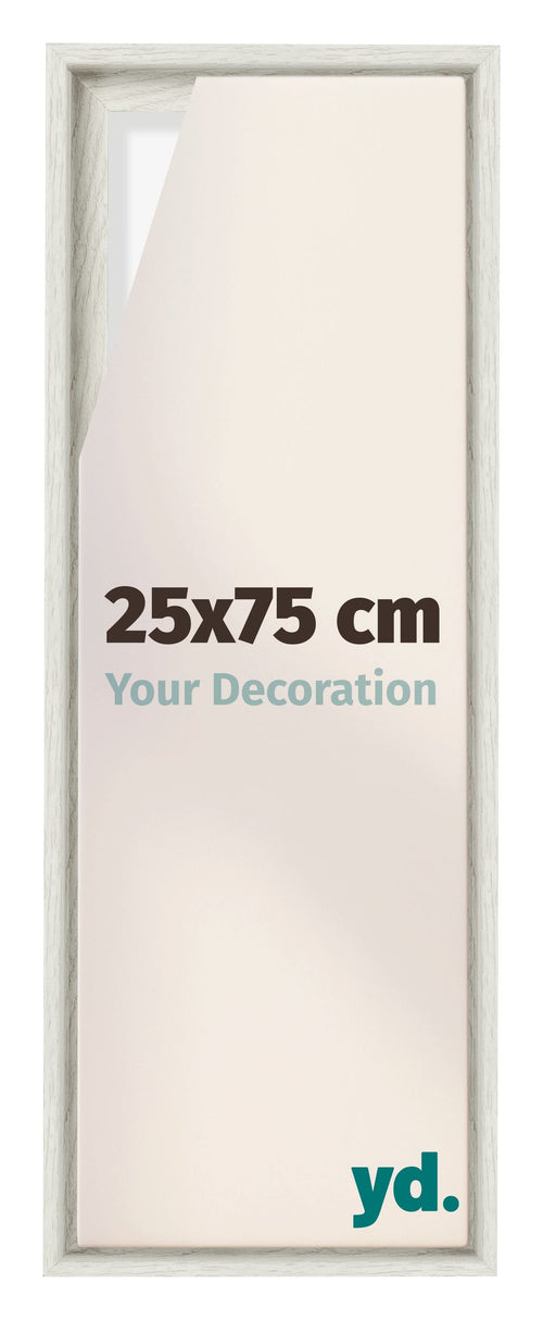 Lyon MDF Marco Flotante 25x75cm Blanco Lavado Delantera Tamano | Yourdecoration.es