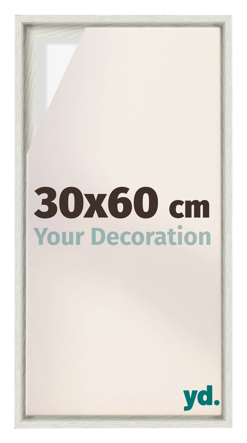 Lyon MDF Marco Flotante 30x60cm Blanco Lavado Delantera Tamano | Yourdecoration.es