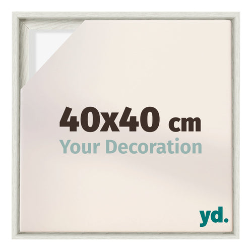 Lyon MDF Marco Flotante 40x40cm Blanco Lavado Delantera Tamano | Yourdecoration.es