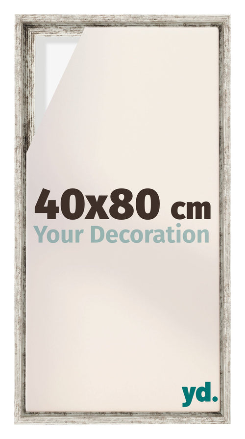 Lyon MDF Marco Flotante 40x80cm Blanco Vintage Delantera Tamano | Yourdecoration.es