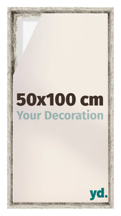 Lyon MDF Marco Flotante 50x100cm Blanco Vintage Delantera Tamano | Yourdecoration.es