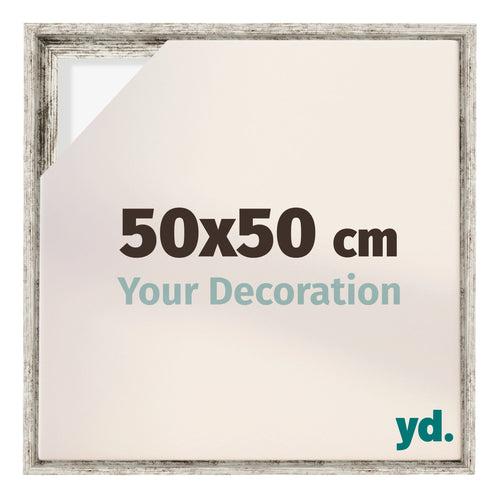 Lyon MDF Marco Flotante 50x50cm Blanco Vintage Delantera Tamano | Yourdecoration.es