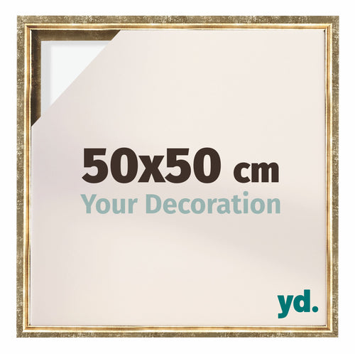 Lyon MDF Marco Flotante 50x50cm Dorado Antiguo Delantera Tamano | Yourdecoration.es