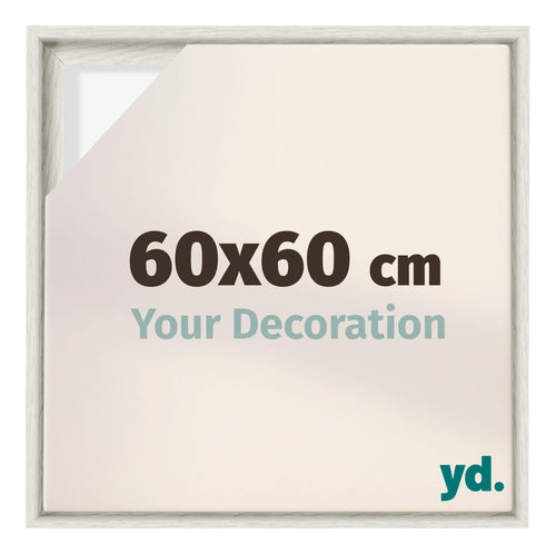 Lyon MDF Marco Flotante 60x60cm Blanco Lavado Delantera Tamano | Yourdecoration.es