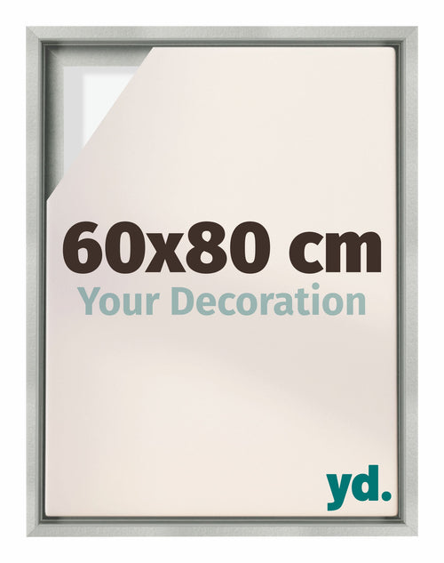 Lyon MDF Marco Flotante 60x80cm Plateado Mate Delantera Tamano | Yourdecoration.es