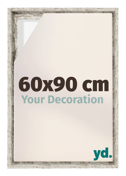 Lyon MDF Marco Flotante 60x90cm Blanco Vintage Delantera Tamano | Yourdecoration.es