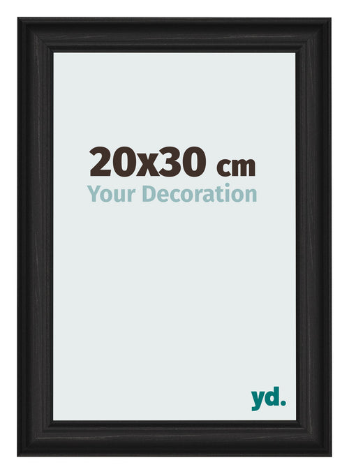 Marco de Fotos 20x30cm Negro Grano De Madera MDF Lazio Delantera Tamano | Yourdecoration.es
