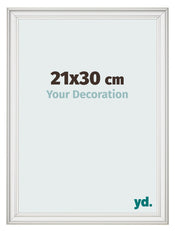 Marco de Fotos 21x30cm Blanco Barrido MDF Lazio Delantera Tamano | Yourdecoration.es