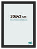 Marco de Fotos 30x42cm Negro Grano De Madera MDF Lazio Delantera Tamano | Yourdecoration.es