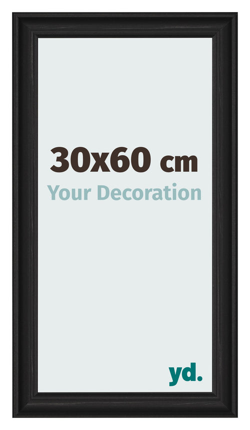 Marco de Fotos 30x60cm Negro Grano De Madera MDF Lazio Delantera Tamano | Yourdecoration.es