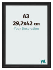 Marco de Fotos 29 7x42cm A3 Negro Grano De Madera MDF Lazio Delantera Tamano | Yourdecoration.es