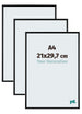 Aurora Aluminio Marco de Fotos 21x29-7cm A4 Juego de 3 Negro Mate Parte Delantera Tamano | Yourdecoration.es