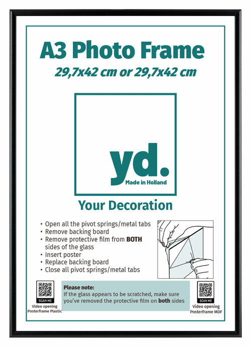 Aurora Aluminio Marco de Fotos 29 7x42cm Juego de 2 Negro Parte delantera Insertar Papel | Yourdecoration.es