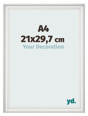Marco de Fotos 21x29 7cm A4 Blanco Barrido MDF Lazio Delantera Tamano | Yourdecoration.es