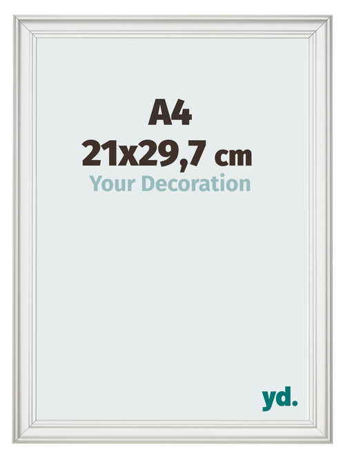 Marco de Fotos 21x29 7cm A4 Blanco Barrido MDF Lazio Delantera Tamano | Yourdecoration.es