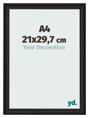 Marco de Fotos 21x29 7cm A4 Negro Grano De Madera MDF Lazio Delantera Tamano | Yourdecoration.es