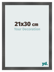 Marco de Fotos 21x30cm Negro Plateado Pulido MDF Pisa Delantera Tamano | Yourdecoration.es