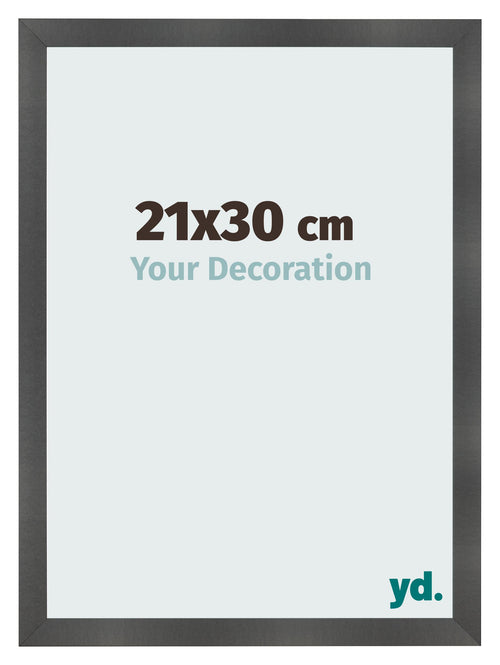 Marco de Fotos 21x30cm Negro Plateado Pulido MDF Pisa Delantera Tamano | Yourdecoration.es