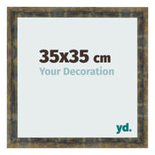 Marco de Fotos 35x35cm Azul Y Dorado Fusionado MDF Pisa Delantera Tamano | Yourdecoration.es