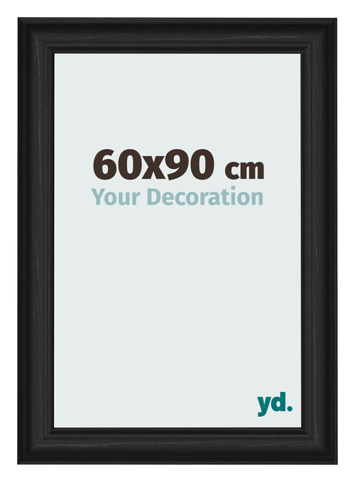 Marco de Fotos 60x90cm Negro Grano De Madera MDF Lazio Delantera Tamano | Yourdecoration.es