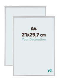 Aurora Aluminio Marco de Fotos 21x29-7cm A4 Juego de 2 Plateado Mate Parte Delantera Tamano | Yourdecoration.es
