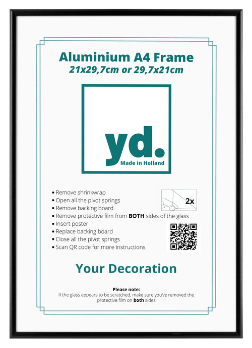 Aurora Aluminio Marco de Fotos 21x29 7cm Juego de 2 Negro Parte delantera | Yourdecoration.es
