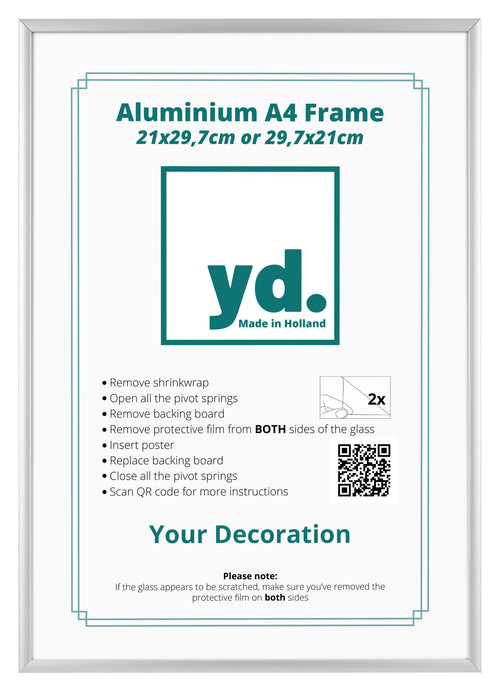 Aurora Aluminio Marco de Fotos 21x29 7cm Juego de 3 Plateado Parte delantera Insertar Papel | Yourdecoration.es