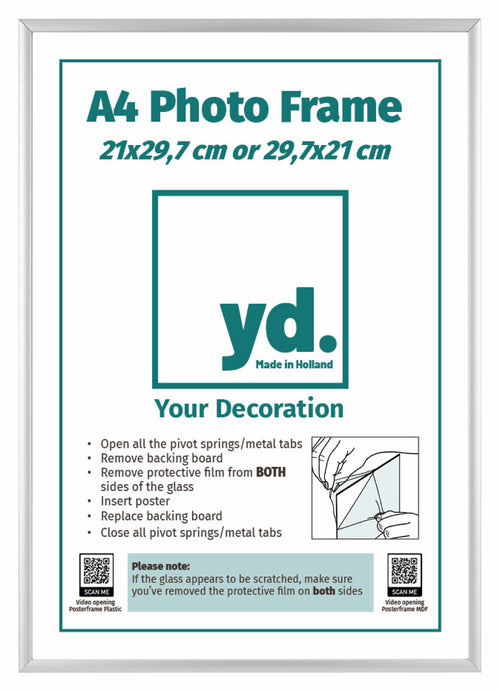 Aurora Aluminio Marco de Fotos 21x29 7cm Plateado Parte delantera Insertar Papel | Yourdecoration.es