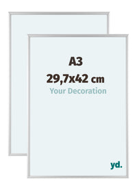 Aurora Aluminio Marco de Fotos 29-7x42cm A3 Juego de 2 Plateado Mate Parte Delantera Tamano | Yourdecoration.es