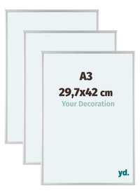 Aurora Aluminio Marco de Fotos 29-7x42cm A3 Juego de 3 Plateado Mate Parte Delantera Tamano | Yourdecoration.es