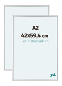 Aurora Aluminio Marco de Fotos 42x59-4cm A2 Juego de 2 Plateado Mate Parte Delantera Tamano | Yourdecoration.es