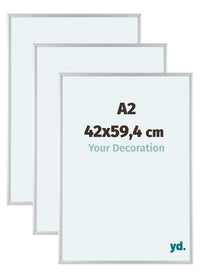 Aurora Aluminio Marco de Fotos 42x59-4cm A2 Juego de 3 Plateado Mate Parte Delantera Tamano | Yourdecoration.es