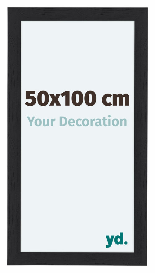 Como MDF Marco de Fotos 50x100cm Negro Grano de Madera Delantera Tamano | Yourdecoration.es