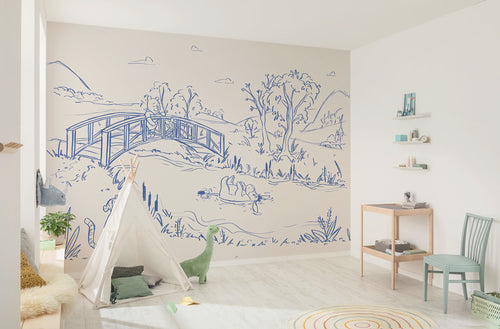 Disney Winnie the Pooh Blue Ink Interior Papel Pintado DX7 235 | Yourdecoration.es