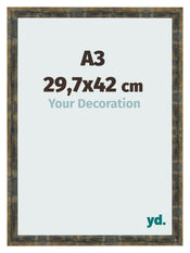 Marco De Fotos A3 - 29,7x42 cm - Azul Y Dorado Fusionado - MDF - Pisa