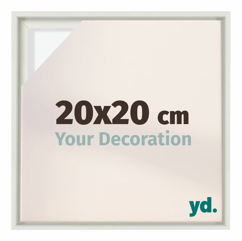 Lyon MDF Marco Flotante 20x20cm Blanco Mate Delantera Tamano | Yourdecoration.es