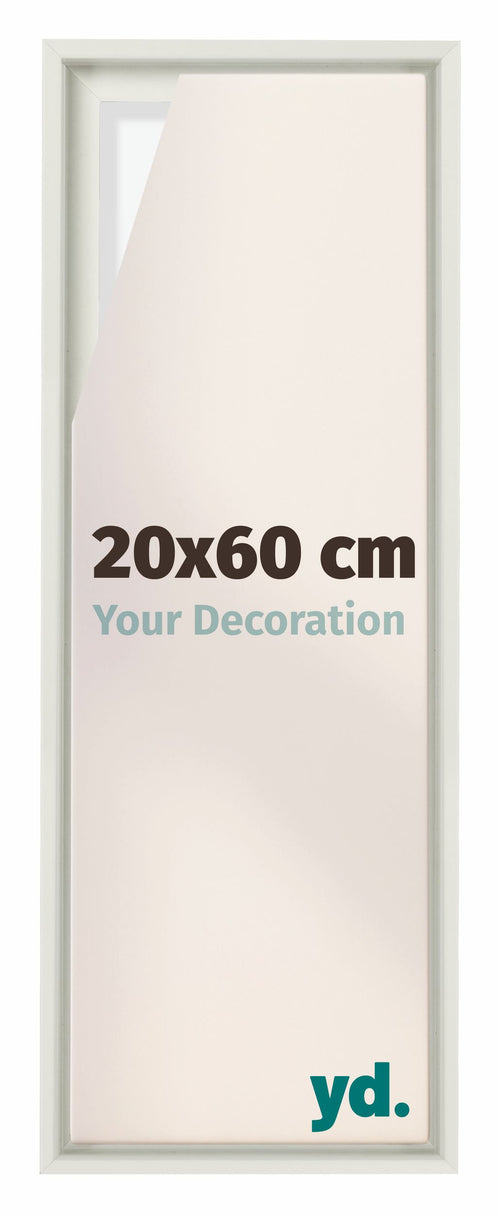 Lyon MDF Marco Flotante 20x60cm Blanco Mate Delantera Tamano | Yourdecoration.es