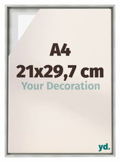 Lyon MDF Marco Flotante 21x29 7cm A4 Plateado Mate Delantera Tamano | Yourdecoration.es