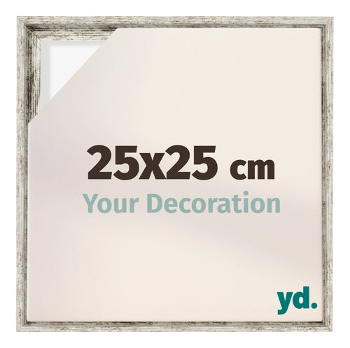 Lyon MDF Marco Flotante 25x25cm Blanco Vintage Delantera Tamano | Yourdecoration.es