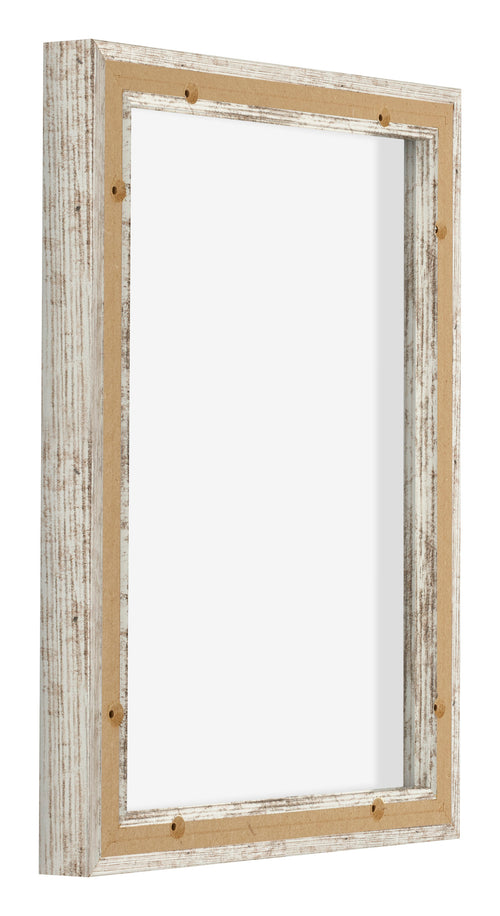 Lyon MDF Marco Flotante 3 4 Blanco Vintage Trasera Oblicuo | Yourdecoration.es