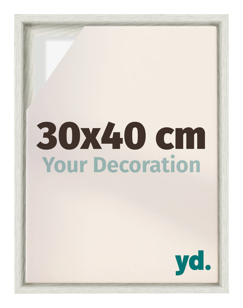 Lyon MDF Marco Flotante 30x40cm Blanco Lavado Delantera Tamano | Yourdecoration.es