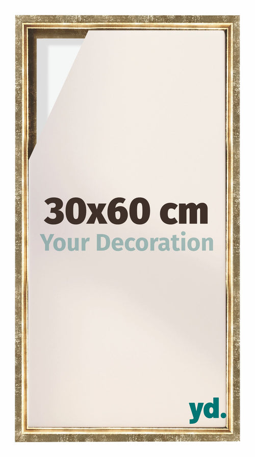Lyon MDF Marco Flotante 30x60cm Dorado Antiguo Delantera Tamano | Yourdecoration.es