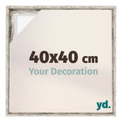 Lyon MDF Marco Flotante 40x40cm Blanco Vintage Delantera Tamano | Yourdecoration.es
